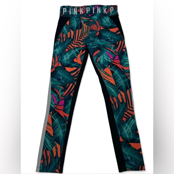 Victoria's Secret PINK Ultimate Tropical Palm/Fern Multicolor Legging Pant - Picture 3 of 6